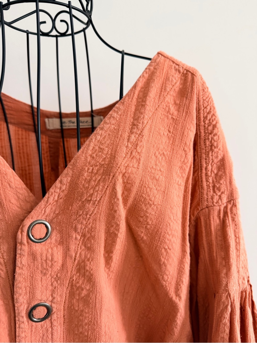 We The Free Button-Front Puff Sleeve Top - Rust - Picture 3 of 6